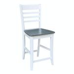 Cosmopolitan Collection - 24" Roma Stool in Heather Gray & White