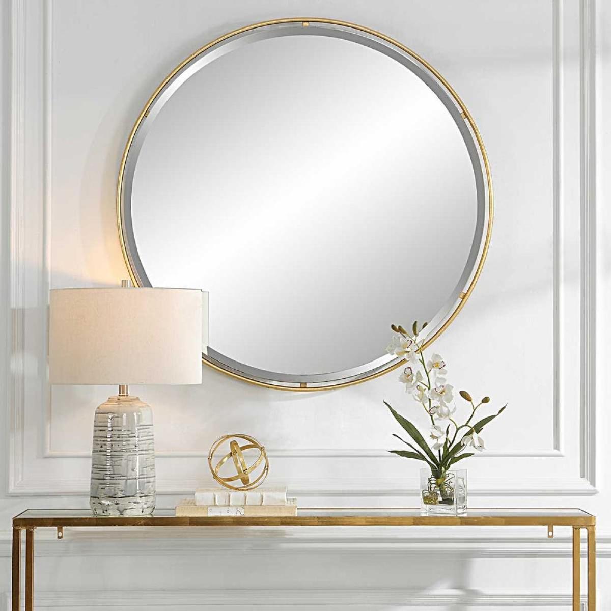 Canillo Round Mirror, Gold - Image 3