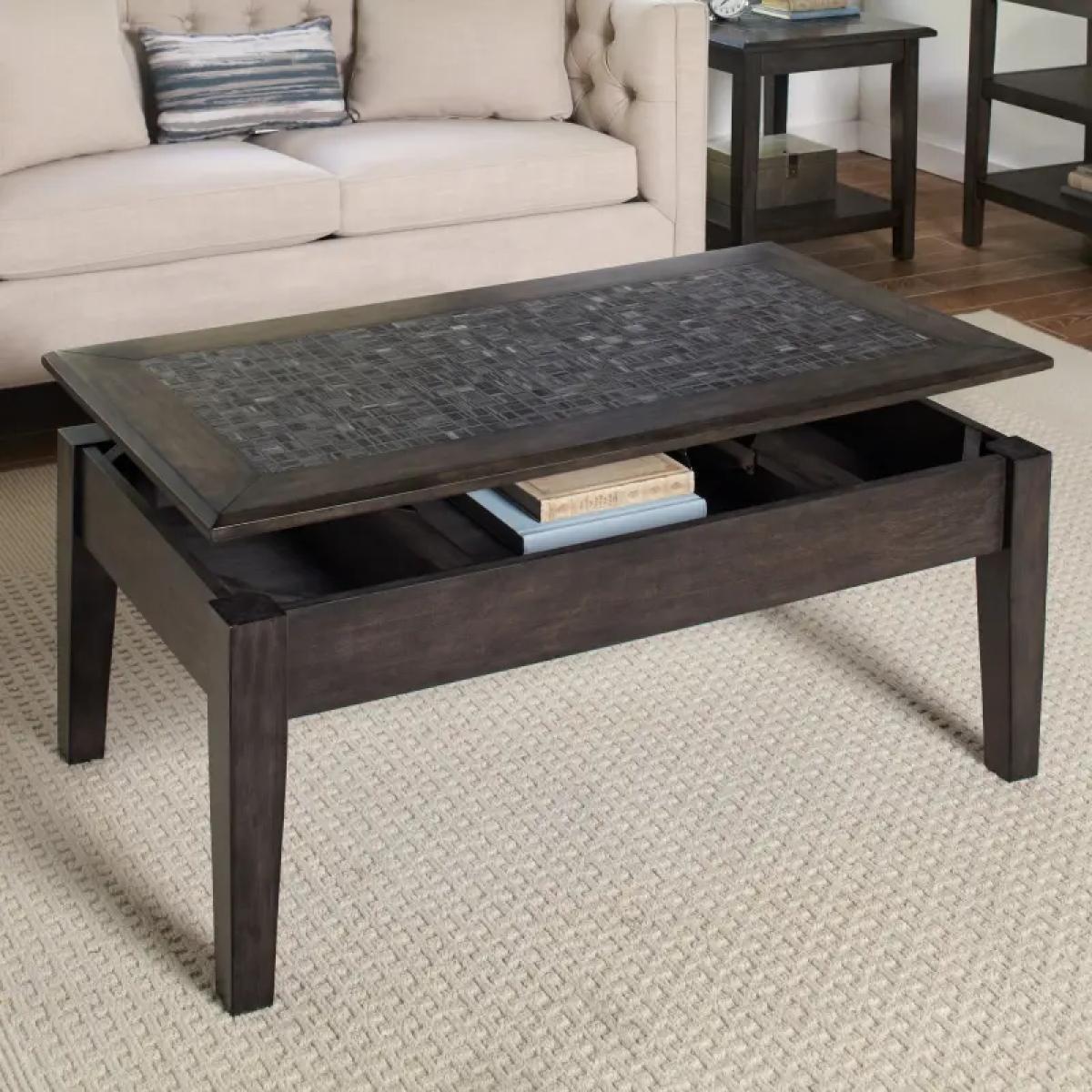 Grey Mosaic Lift Top Coffee Table - Image 3