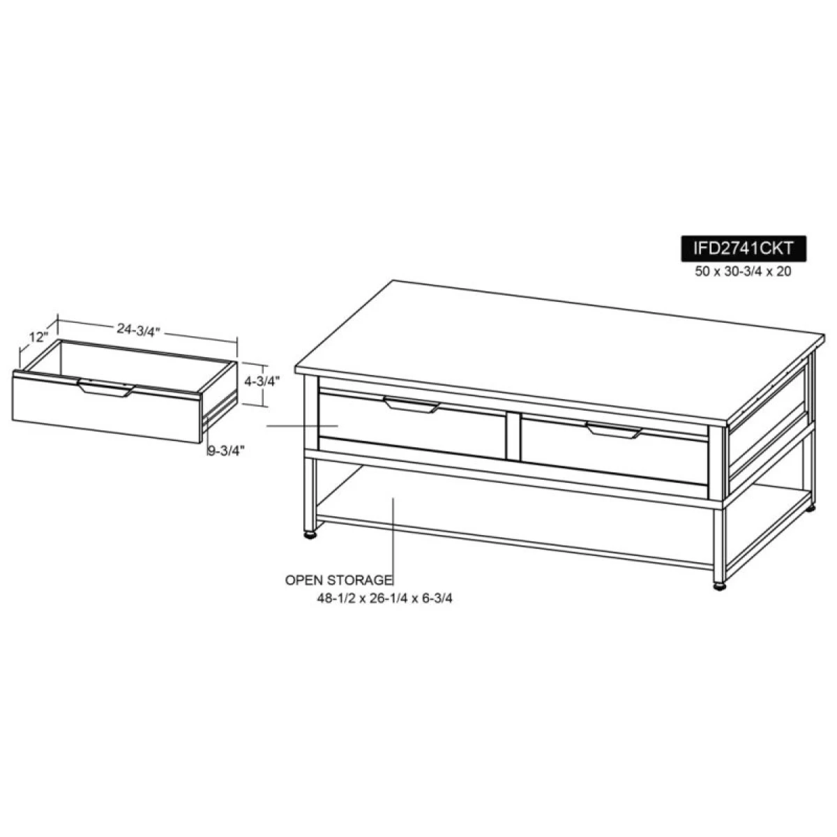 Dark Mita 4 Drawer, 1 Shelf Cocktail Table - Image 7