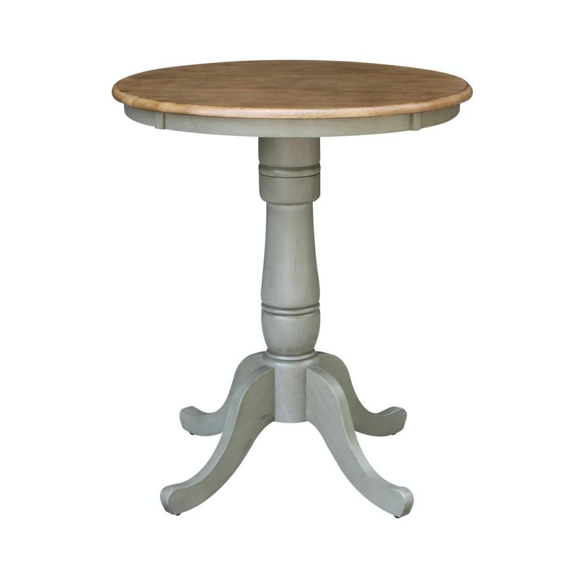 Dining Essentials - 30'' Round Table Top w/36"H Traditional Pedestal w/ Extension in Hickory/Stone - Image 2