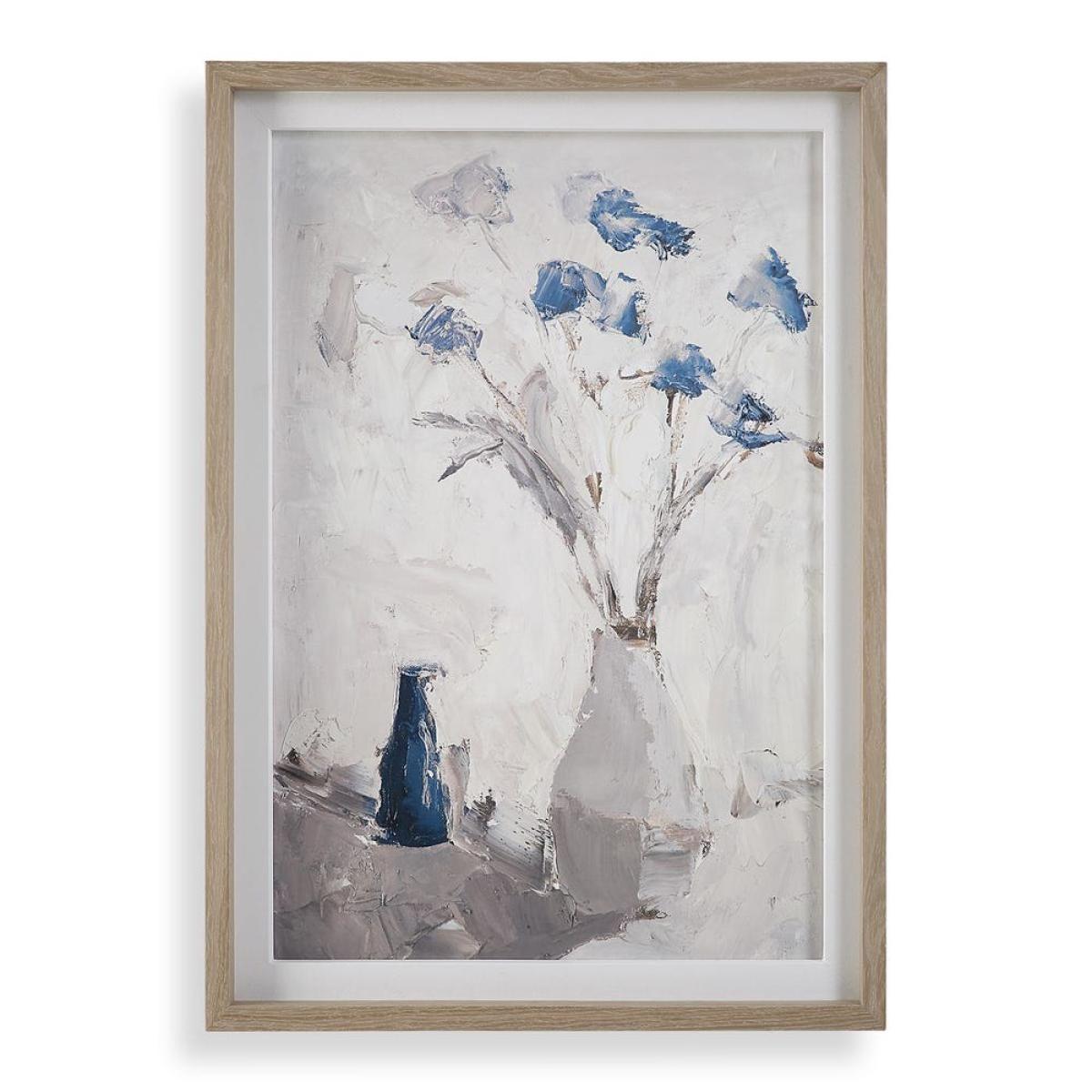 868df76ca3d1cfed98e5fa181d43c749 Blue Flowers In Vase Framed Print - Image 1