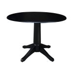 Dining essentials - 42" Drop Leaf Table Top w/30"H Transitional Pedestal in Black