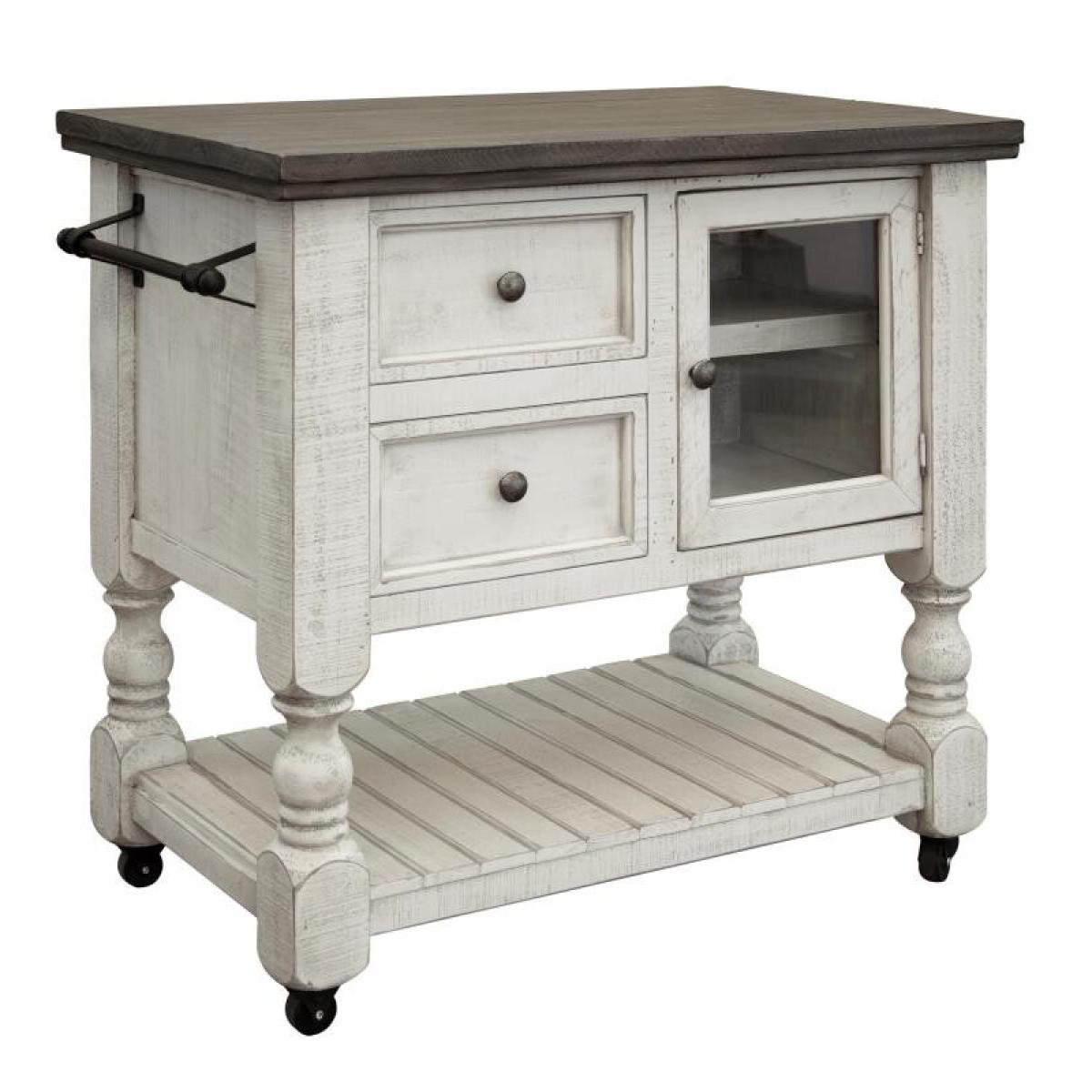 885ded8d357eb206aaa75afadab0764f Stone 2 Drawer, 1 Glass Door Kitchen Island - Image 1