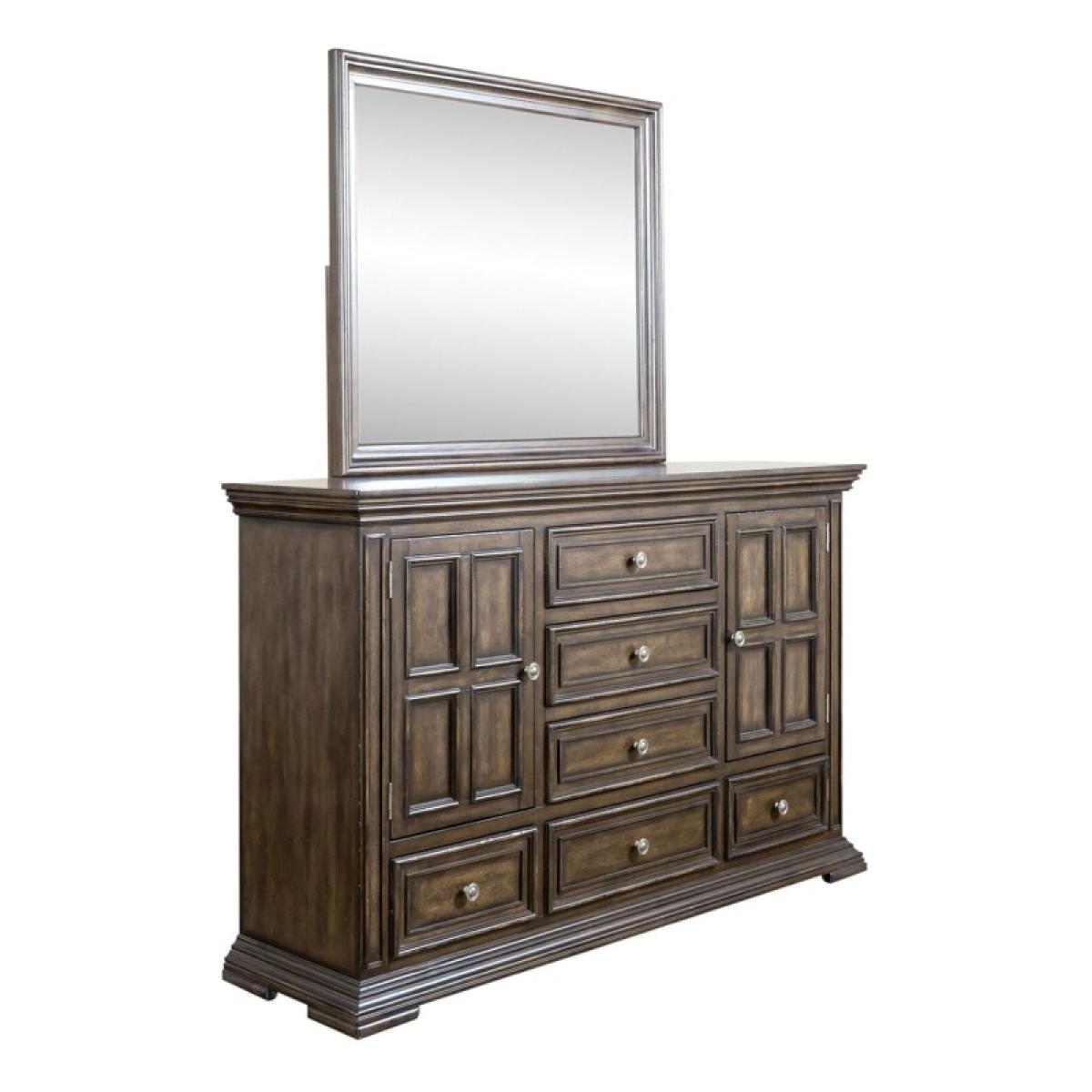 King Panel Bed, Dresser & Mirror, Night Stand - Image 4