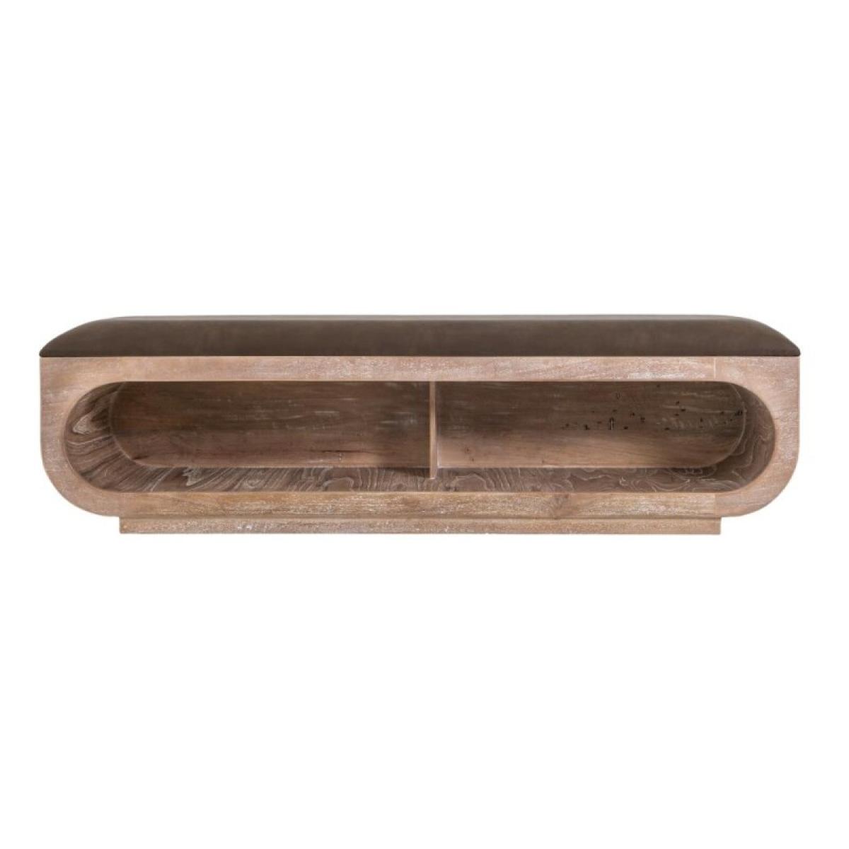 Balam Wooden bench with a cushioned seat and open storage underneath - Image 3