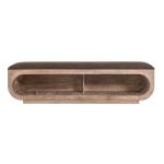 Balam Wooden bench with a cushioned seat and open storage underneath - Image 3