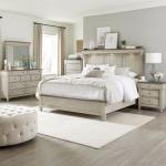 King Mantle Bed, Dresser & Mirror, Chest, Night Stand