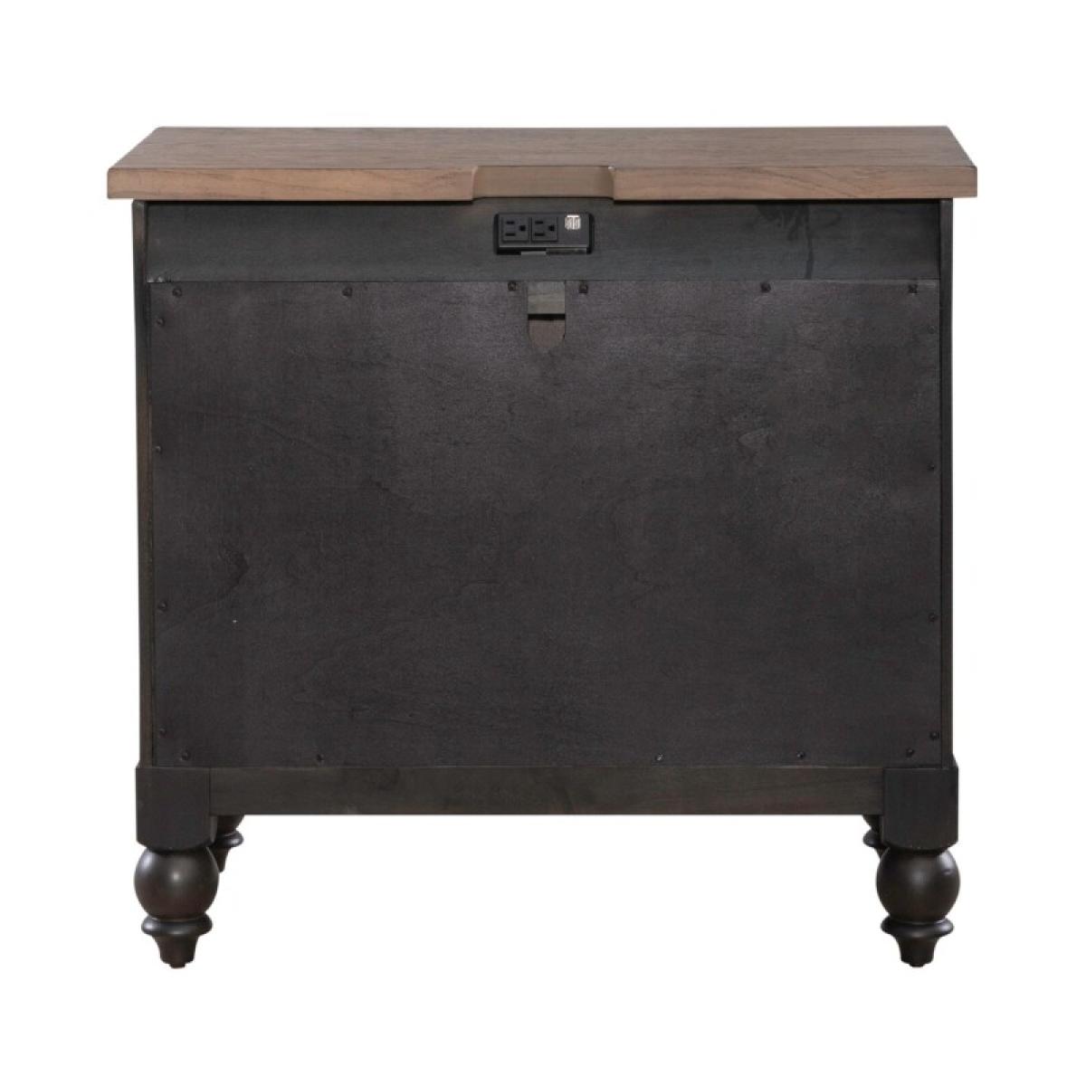 Americana Farmhouse Bedside Chest w/ Charging Station - Black - Image 6