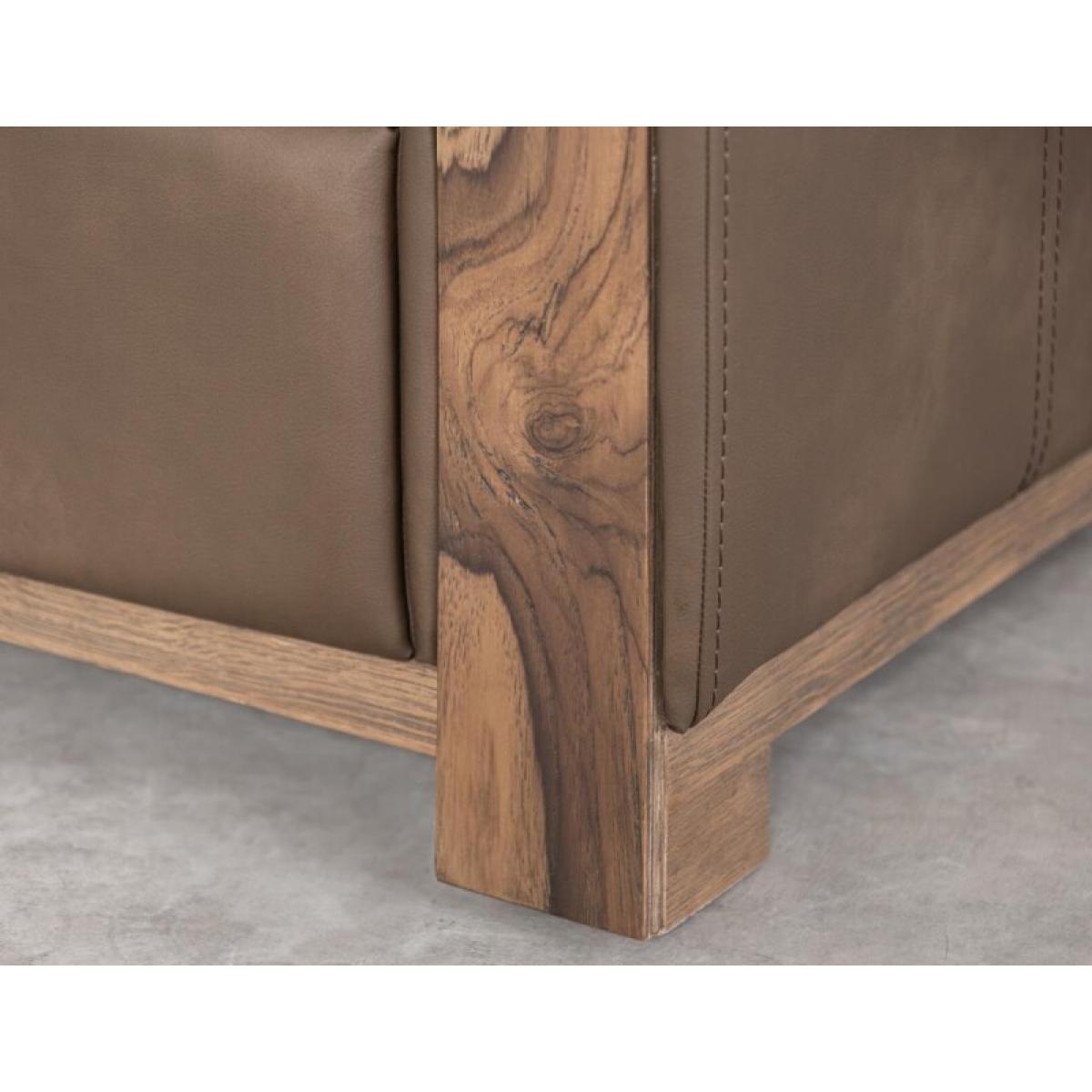 Wooden Frame & Base, Upholstered Seat Ottoman - Balam - Image 4