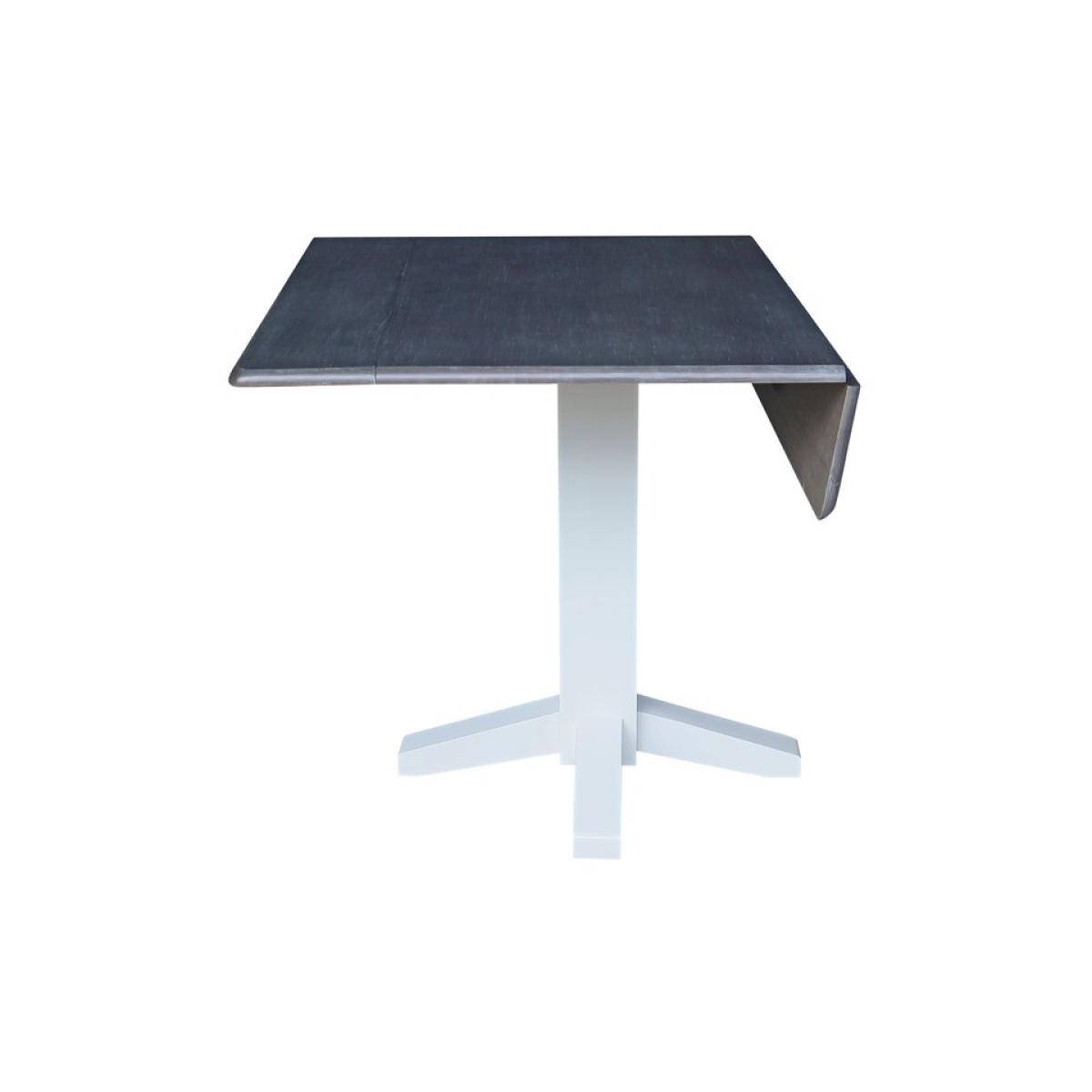 Dining Essentials - Square Drop Leaf Pedestal Table in Heather Gray & White - Image 2