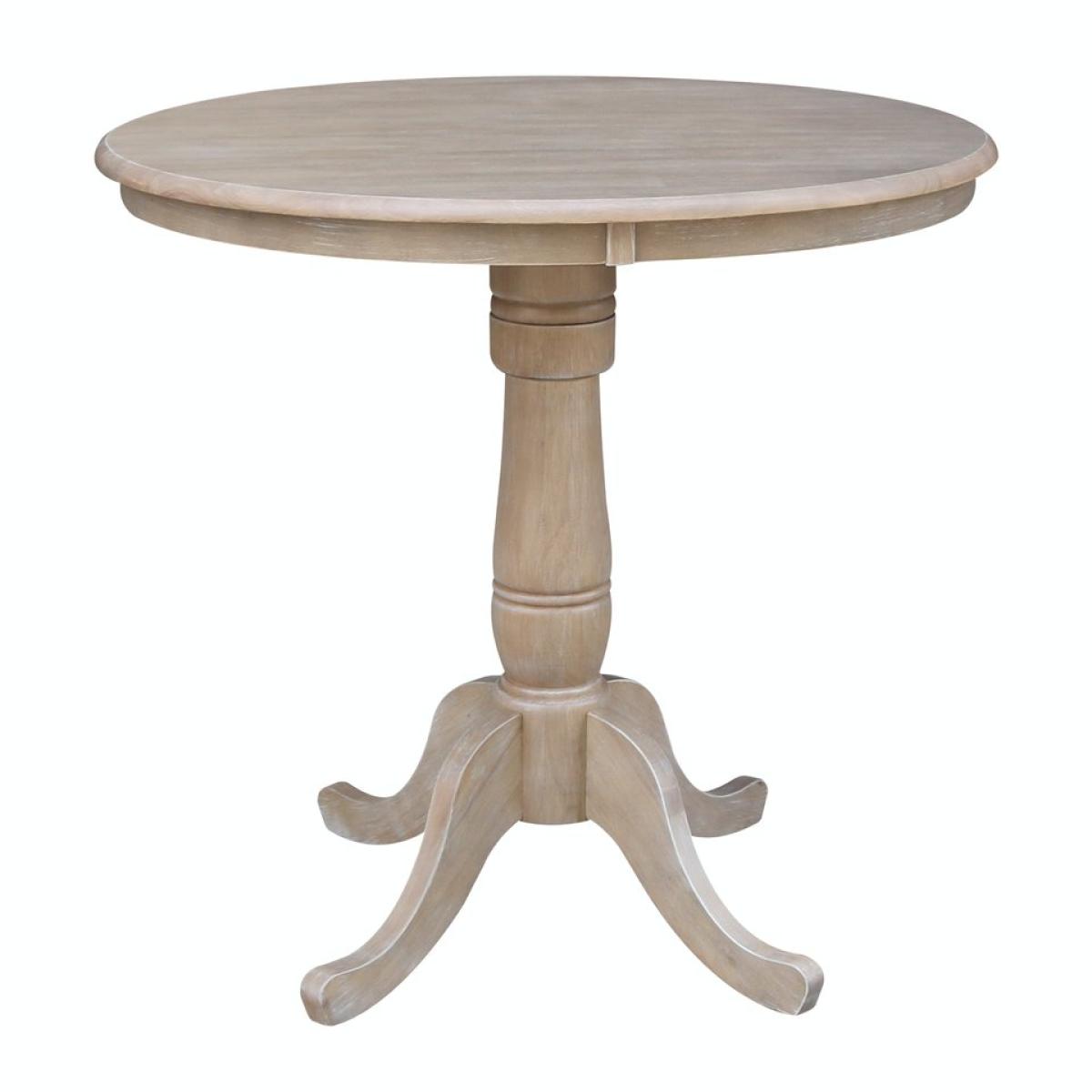 Dining Essentials - 36'' Round Table Top w/36"H Traditional Pedestal w/ Extension in Taupe Gray - Image 2