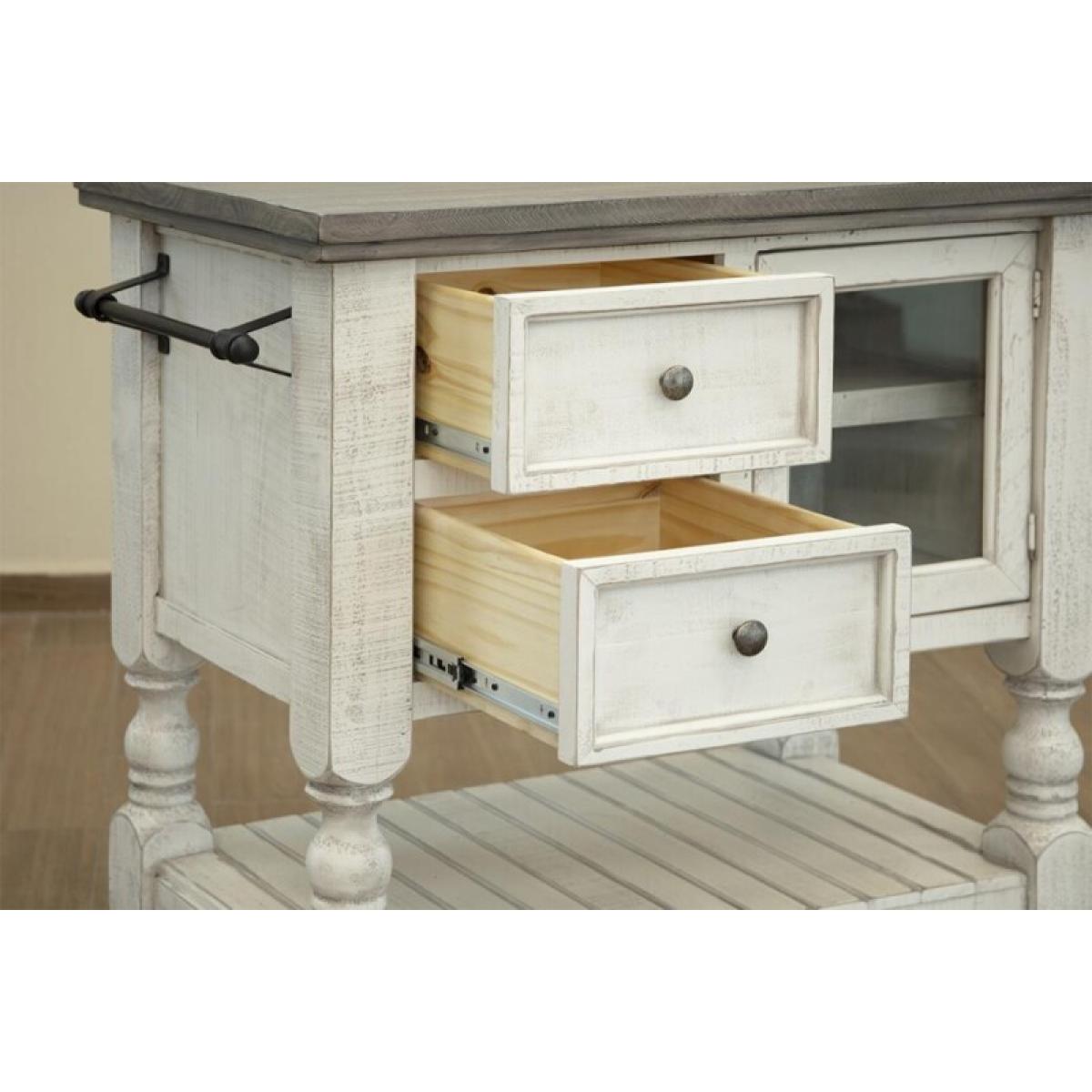 Stone 2 Drawer, 1 Glass Door Kitchen Island - Image 6