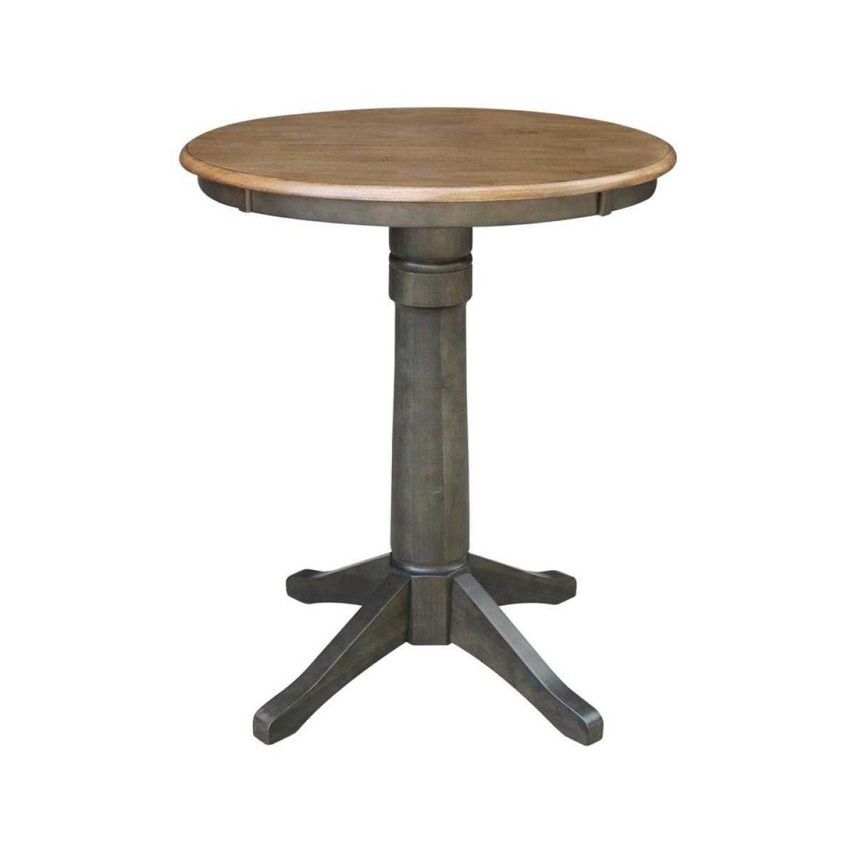 Dining Essentials - 30''Round Table Top w/36"H Transitional Pedestal w/Extension in Hickory/Coal - Image 2