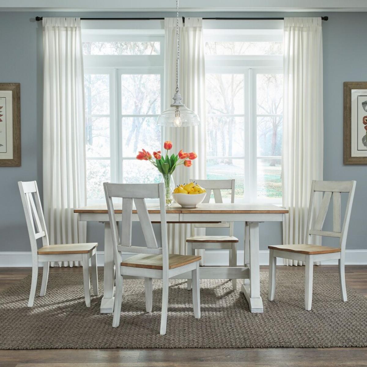 Lindsey Farm 5 Piece Trestle Table Set - Image 2