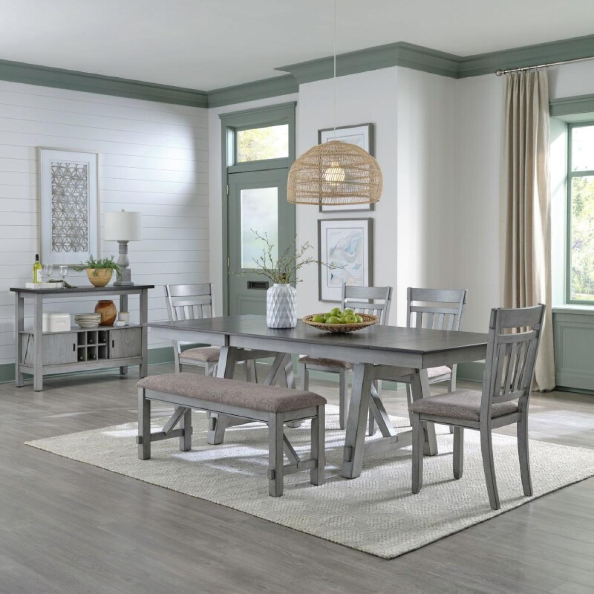 Newport 6 Piece Trestle Table Set - Image 2
