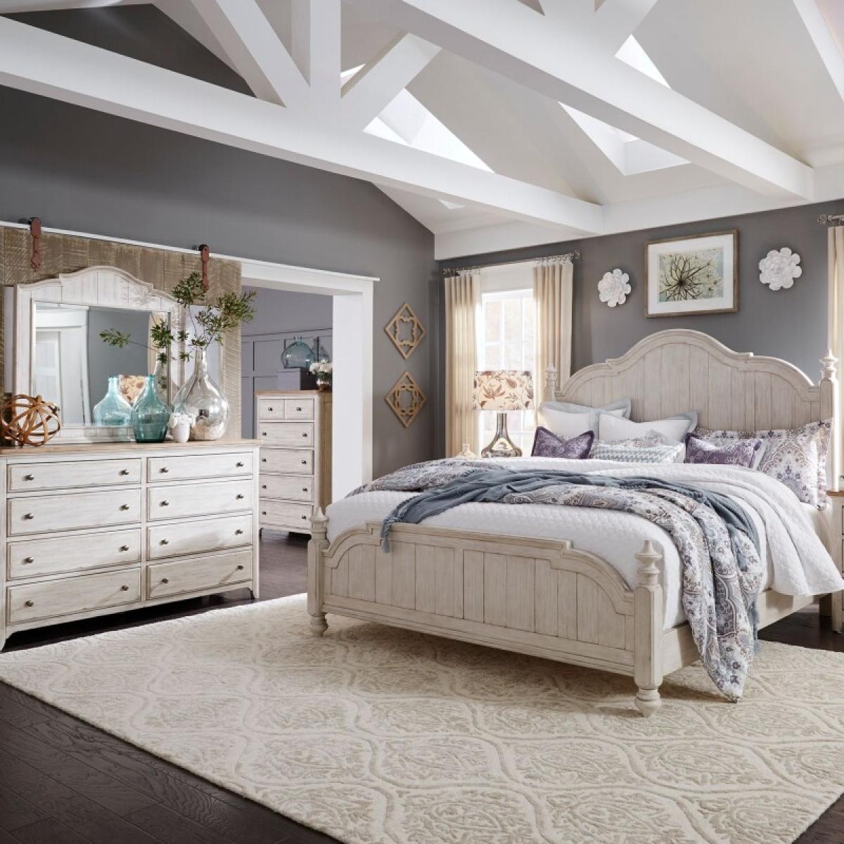 Farmhouse Reimagined Queen Poster Bed, Dresser & Mirror, Chest - Image 2