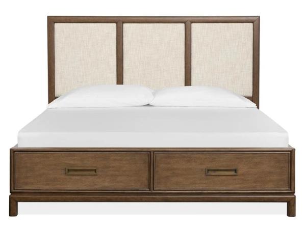 Ridgefield B6436-75A Complete Cal.King Panel Storage Bed w/Upholstered Headboard
