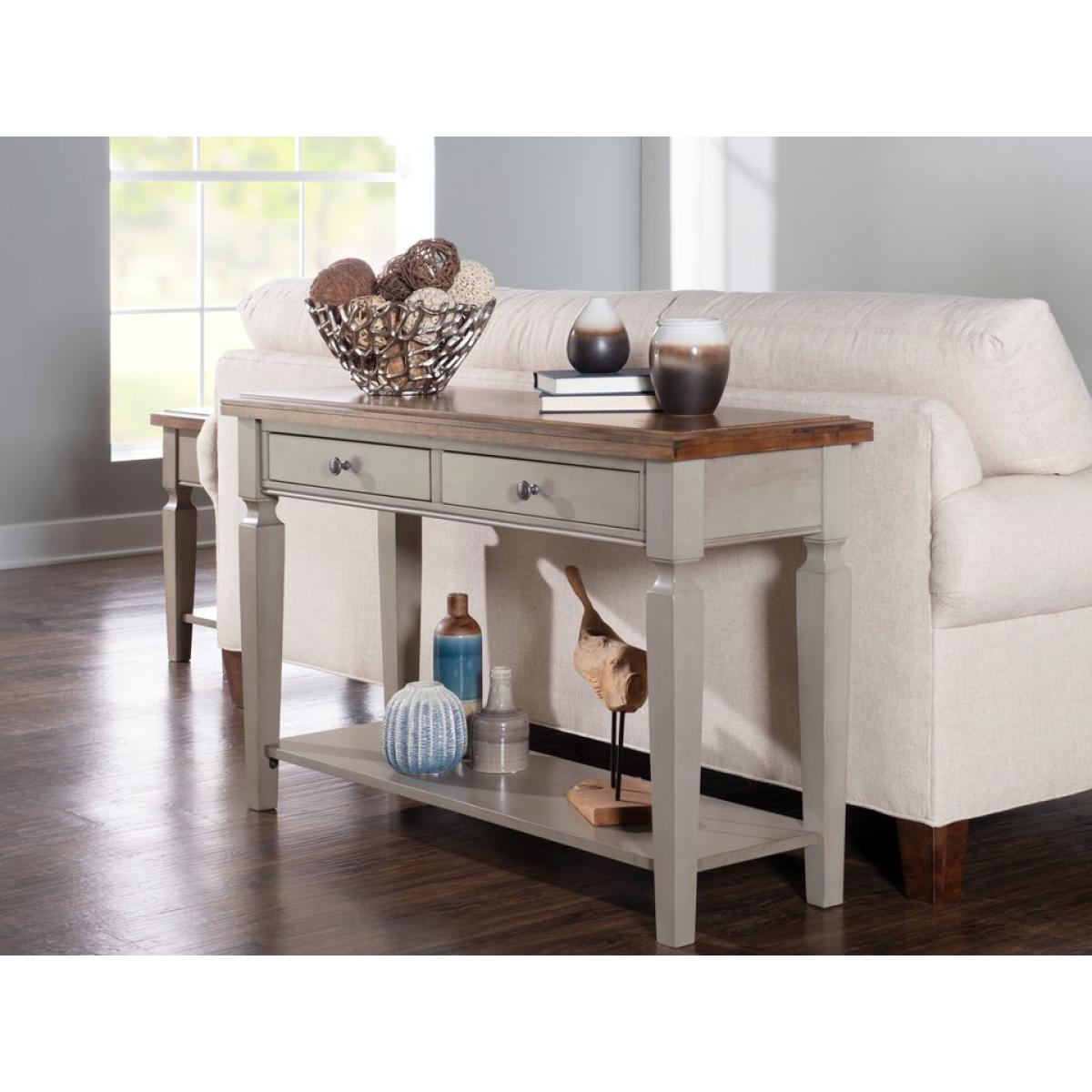 Home Accents - Vista Sofa Table in Hickory & Stone - Image 3
