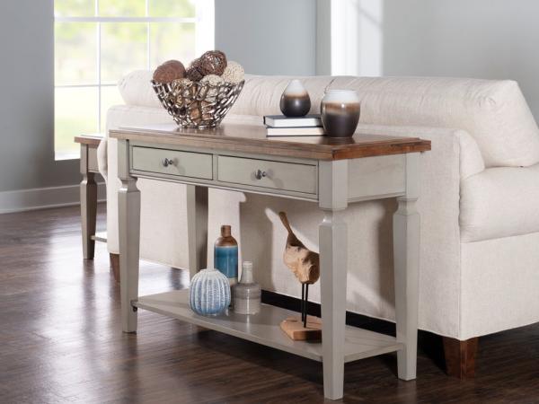 Home Accents - Vista Sofa Table in Hickory & Stone - Image 3