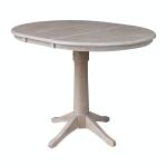 Dining Essentials - 36" Extension Table Top w/36"H Transitional Pedestal w/Extension in Taupe Gray