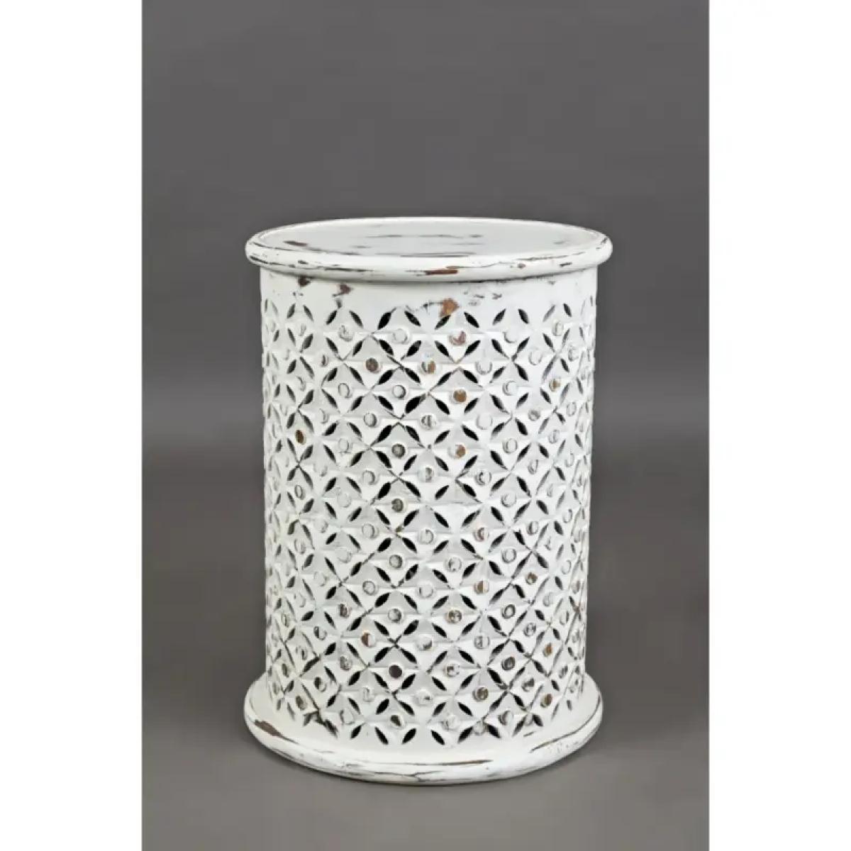 Decker Hand-carved Drum Accent Table - Image 2