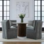 Accent Dining Chair w/ Casters - Sapphire - Image 3