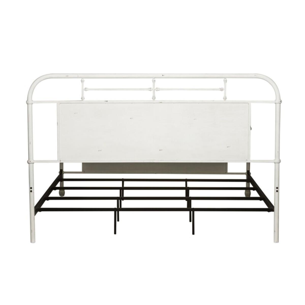 King Metal Bed - Antique White - Image 6