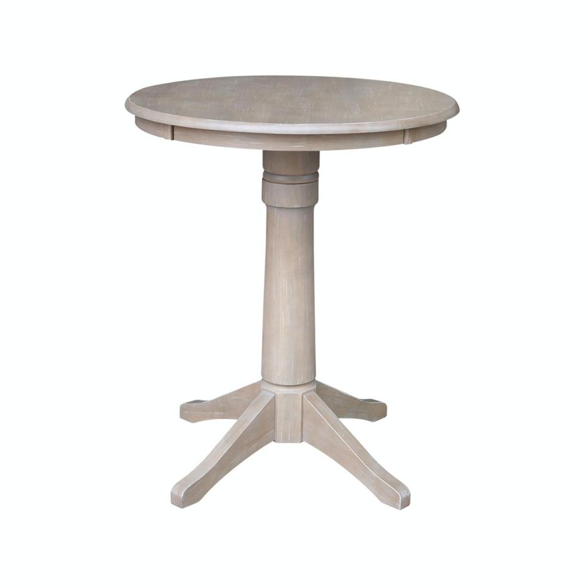 Dining Essentials - 30'' Round Table Top w/36"H Transitional Pedestal w/Extension in Taupe Gray - Image 2