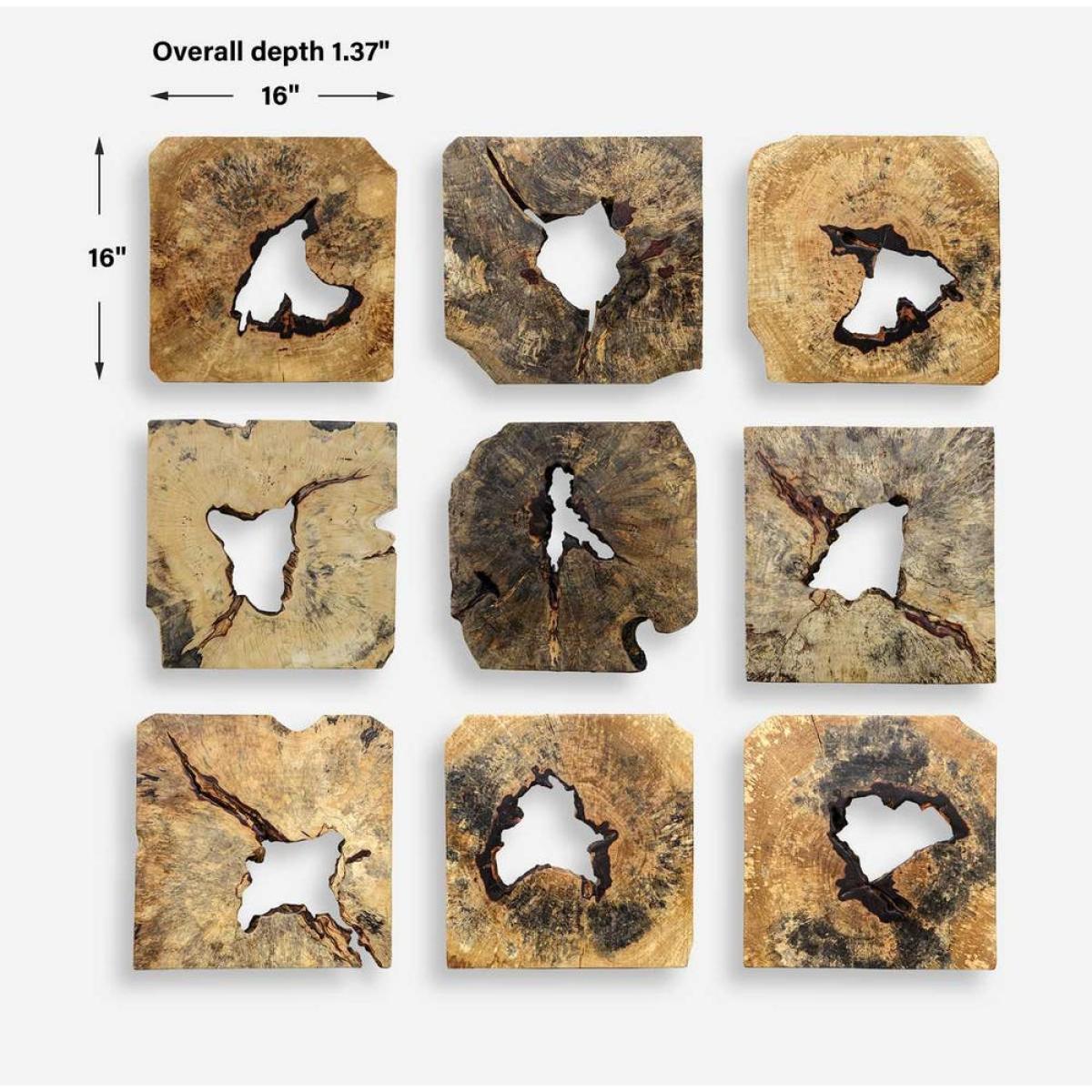 Bahati Wood Wall Decor, Natural, S/9 - Image 9