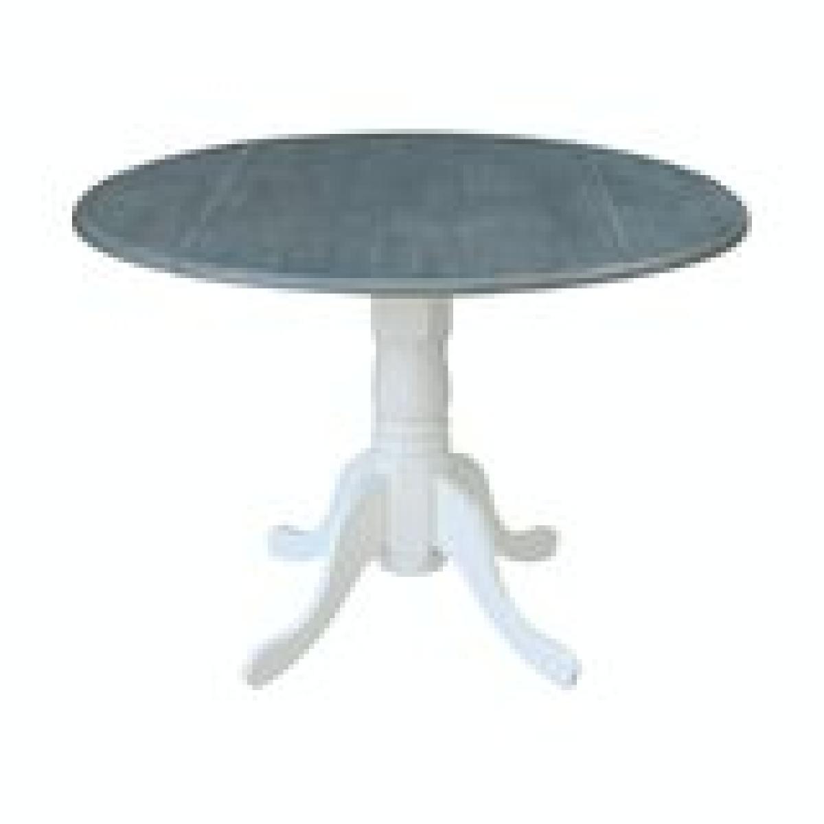 Dining Essentials -Round Drop Leaf Pedestal Table in Heather Gray & White - Image 4