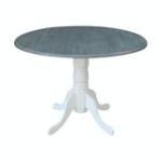 Dining Essentials -Round Drop Leaf Pedestal Table in Heather Gray & White - Image 4