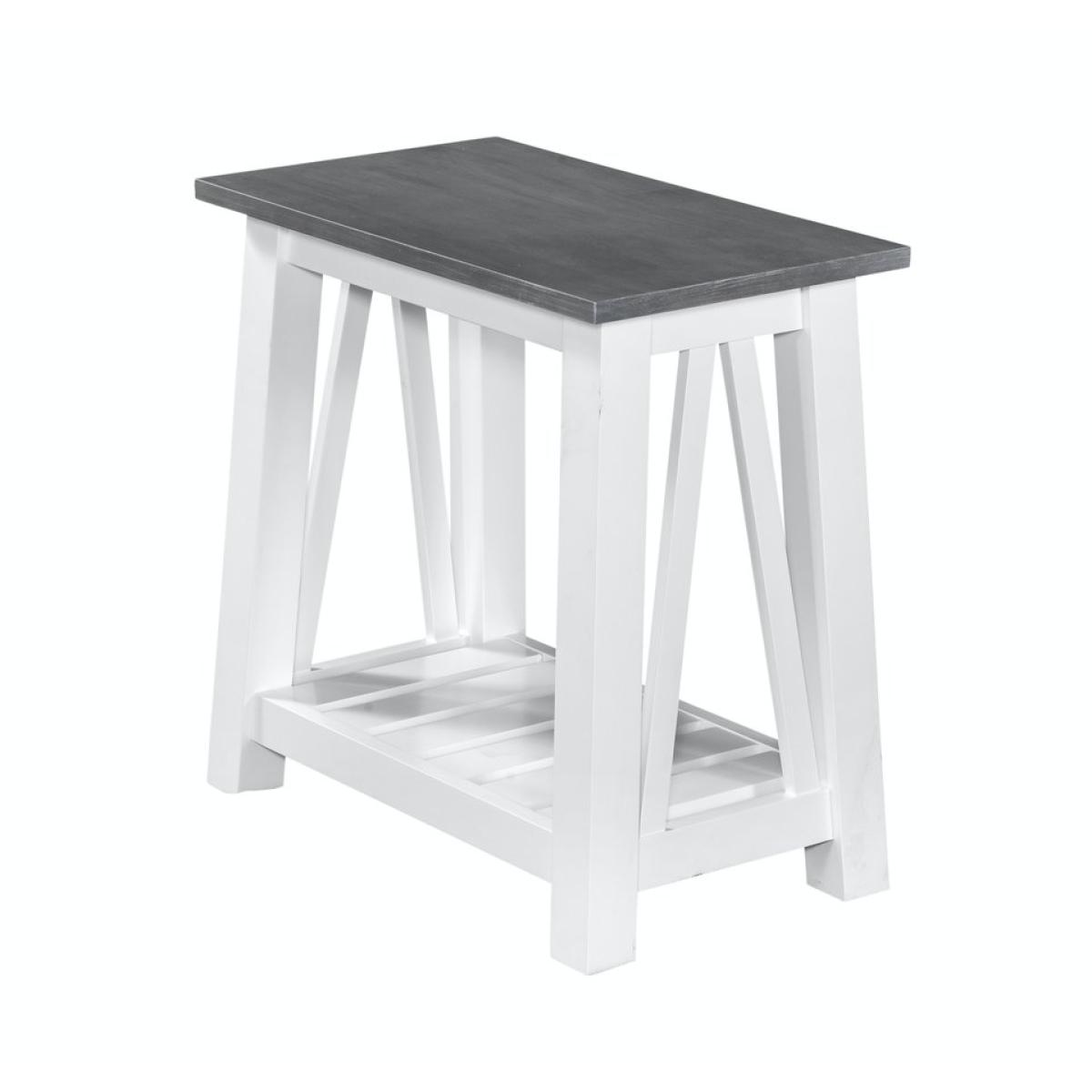 Home Accents - Surrey Narrow End Table in Heather Gray and White - Image 2