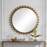 Cyra Round Mirror, Gold - Image 7