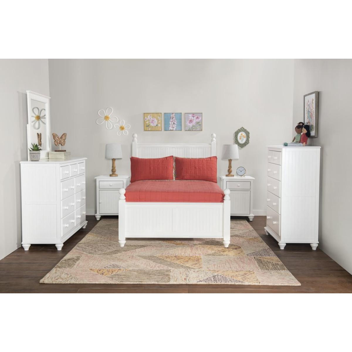 9699ddfec2c2ec1fee2fadce19c13f6a Tykes Bedroom - Pure White Cottage Full Bed - BD08-201FHN - Image 1