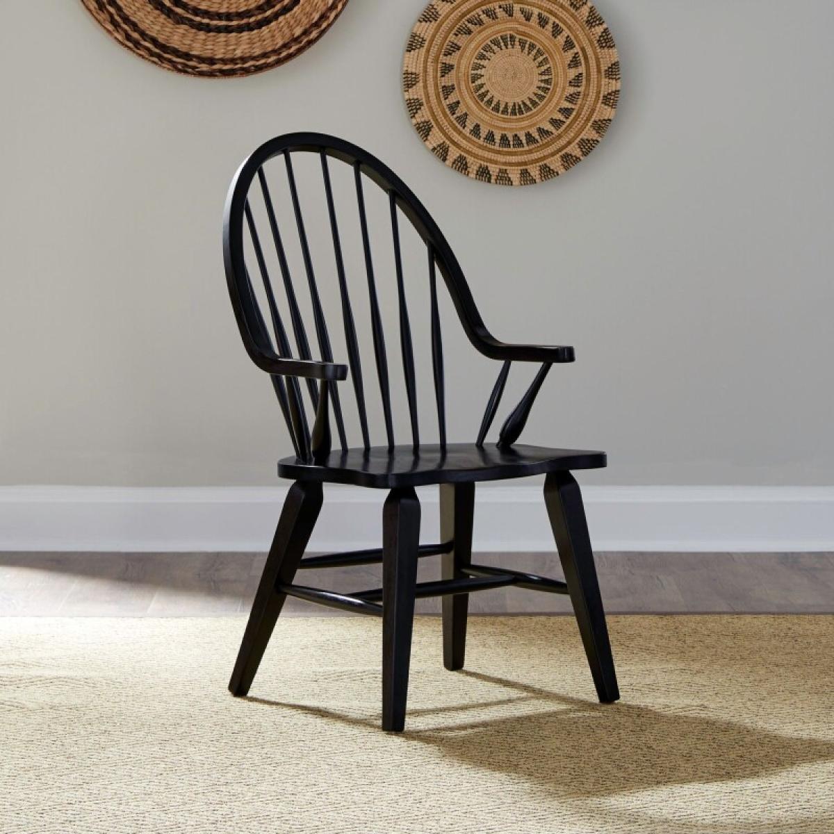 Hearthstone Ridge Windsor Back Arm Chair - Black - Image 2