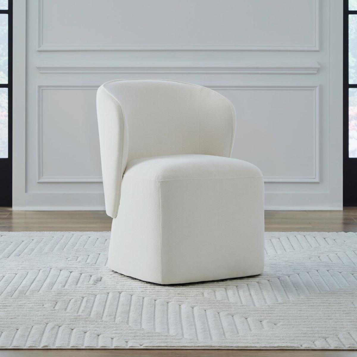Accent Dining Chair w/ Casters - Ivory - Image 3