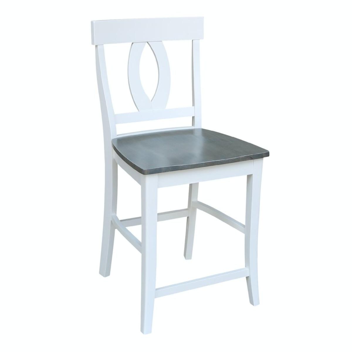 977248aad655de666c4d113ac41ae9eb Cosmopolitan Collection - 24" Verona Stool in Heather Gray & White - Image 1