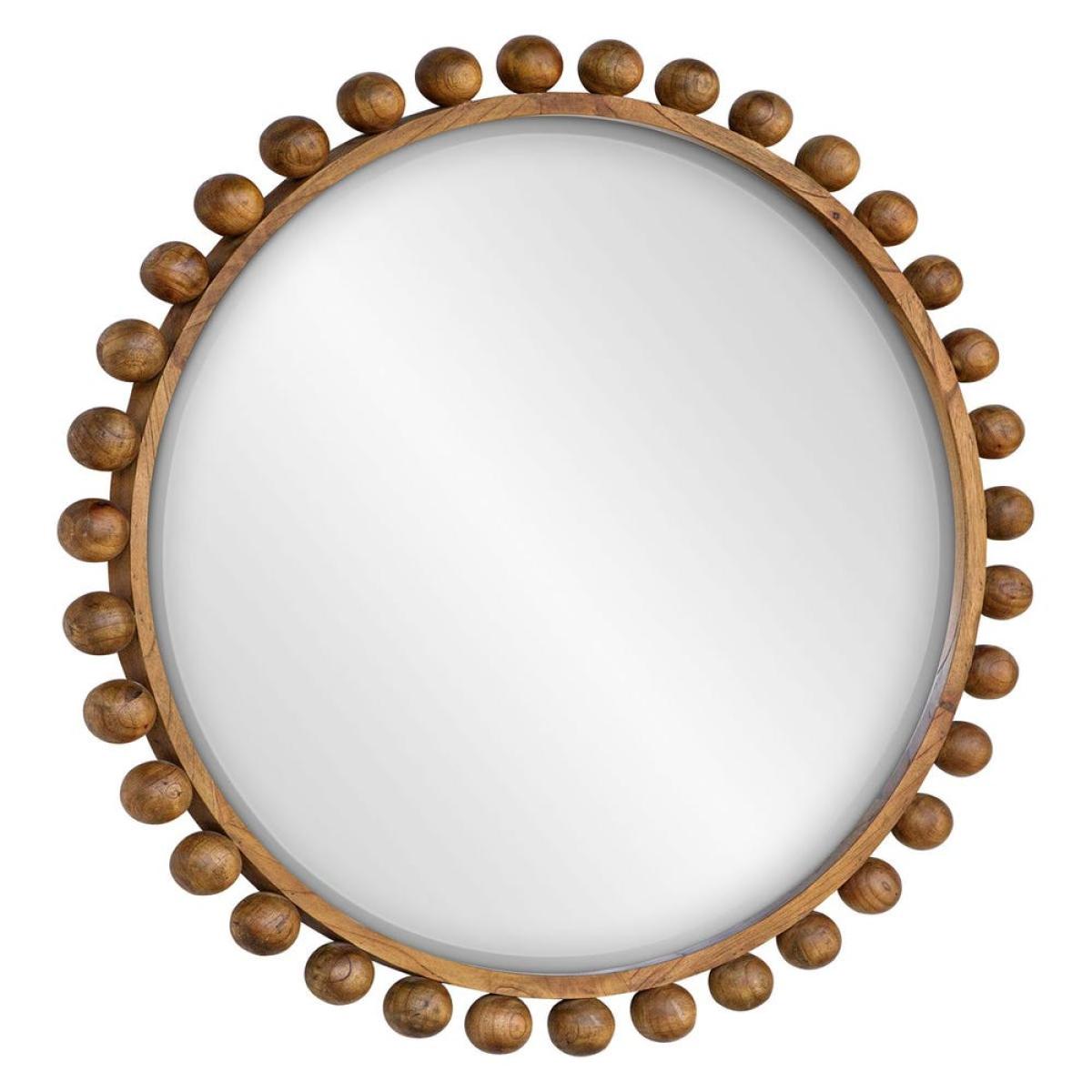 Cyra Wood Round Mirror, Walnut - Image 6