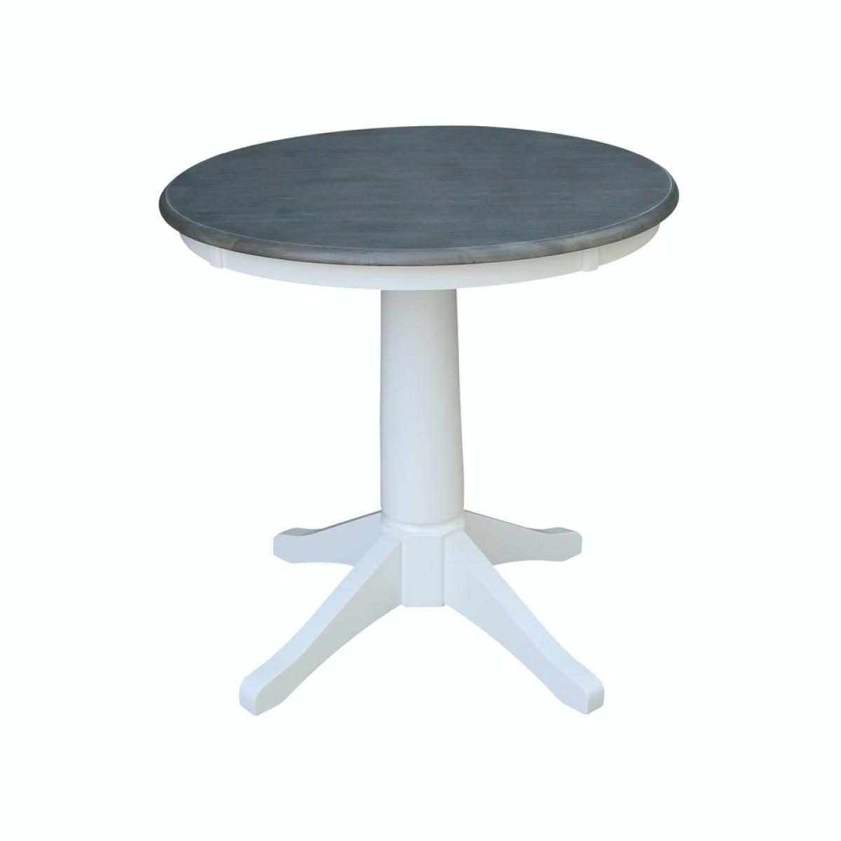 30'' Round Table Top w/ 30"H Transitional Pedestal in Heather Gray & White - T05-30RT - Image 2