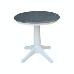 30'' Round Table Top w/ 30"H Transitional Pedestal in Heather Gray & White - T05-30RT