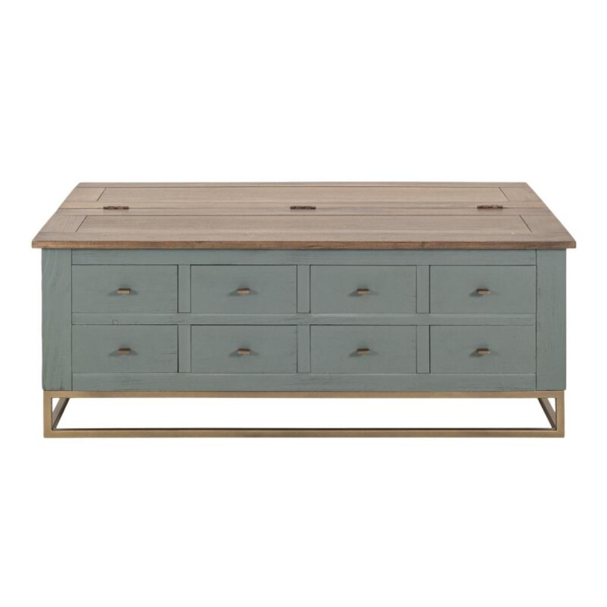 8 Drawers, Hinged Top Cocktail Table - Timber - Image 3