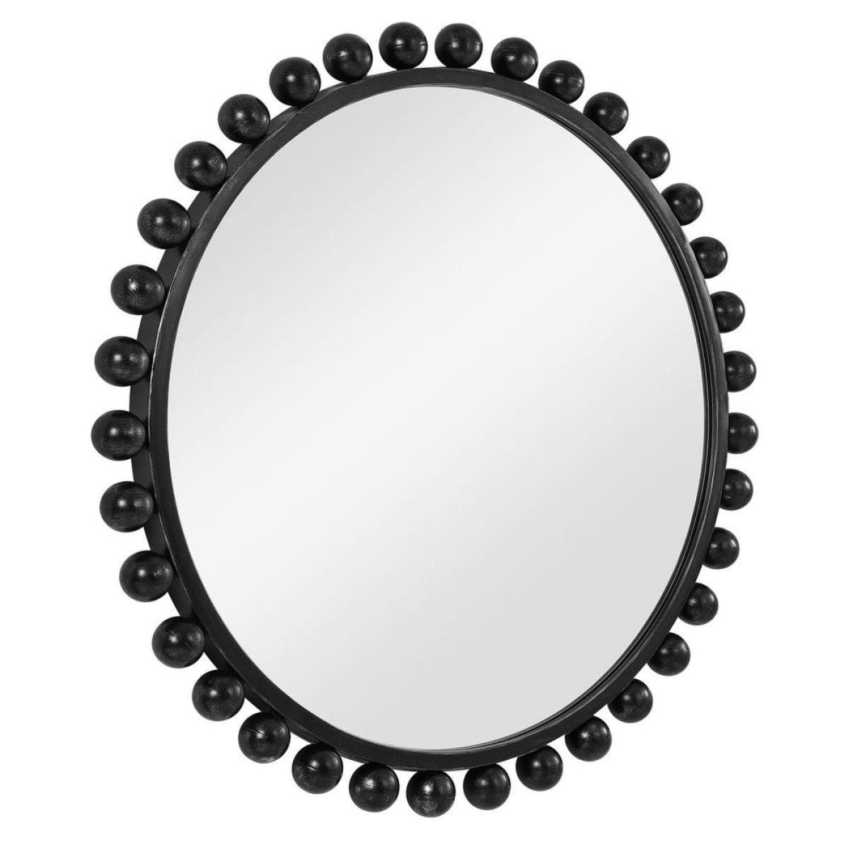 Cyra Round Mirror, Black - Image 6