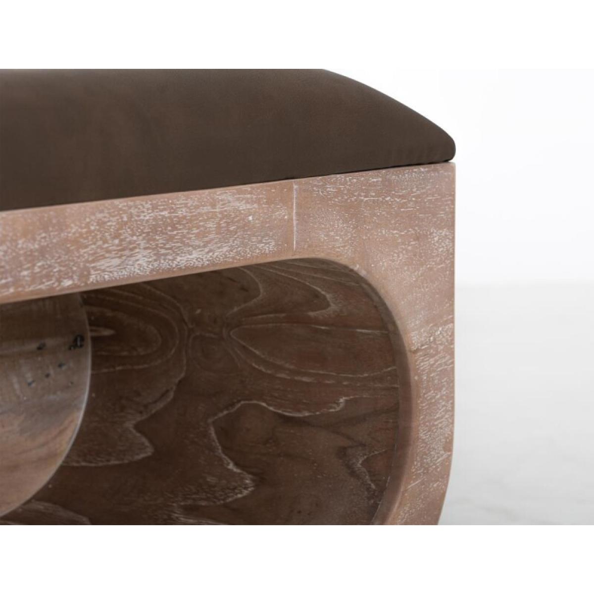 Balam Wooden bench with a cushioned seat and open storage underneath - Image 6