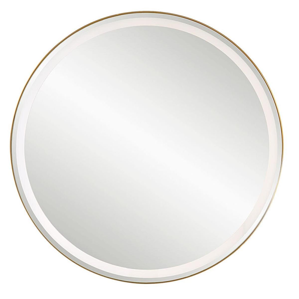 Crofton Lighted Round Mirror, Brass - Image 7