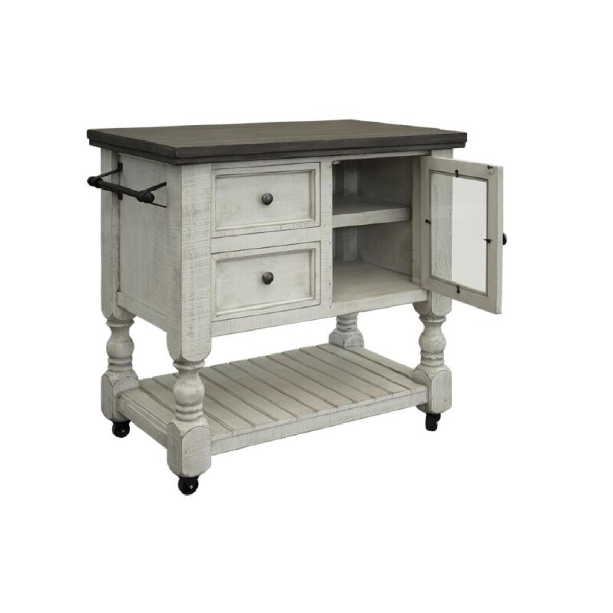 Stone 2 Drawer, 1 Glass Door Kitchen Island - Image 3