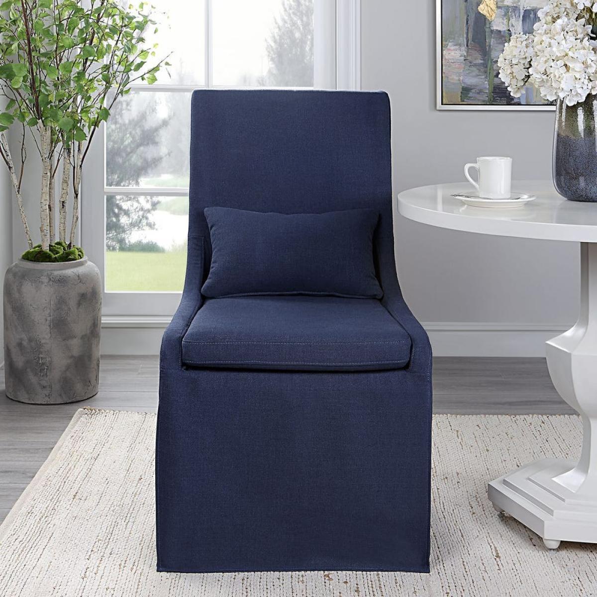 Coley Armless Chair, Denim - Image 4