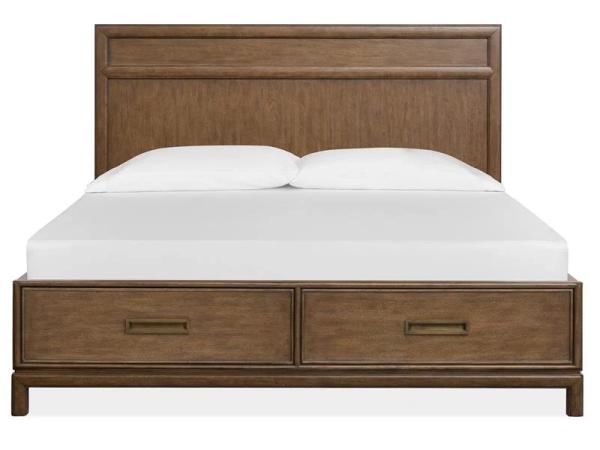 Ridgefield B6436-54SF Wood Queen Panel Bed Storage Footboard KD