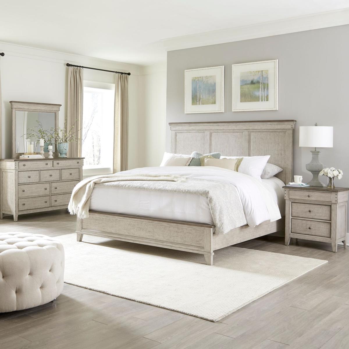 King California Panel Bed, Dresser & Mirror, Night Stand - Image 2