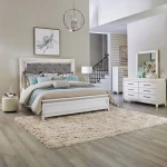 Reflections Queen Uph Bed, Dresser & Mirror, Chest